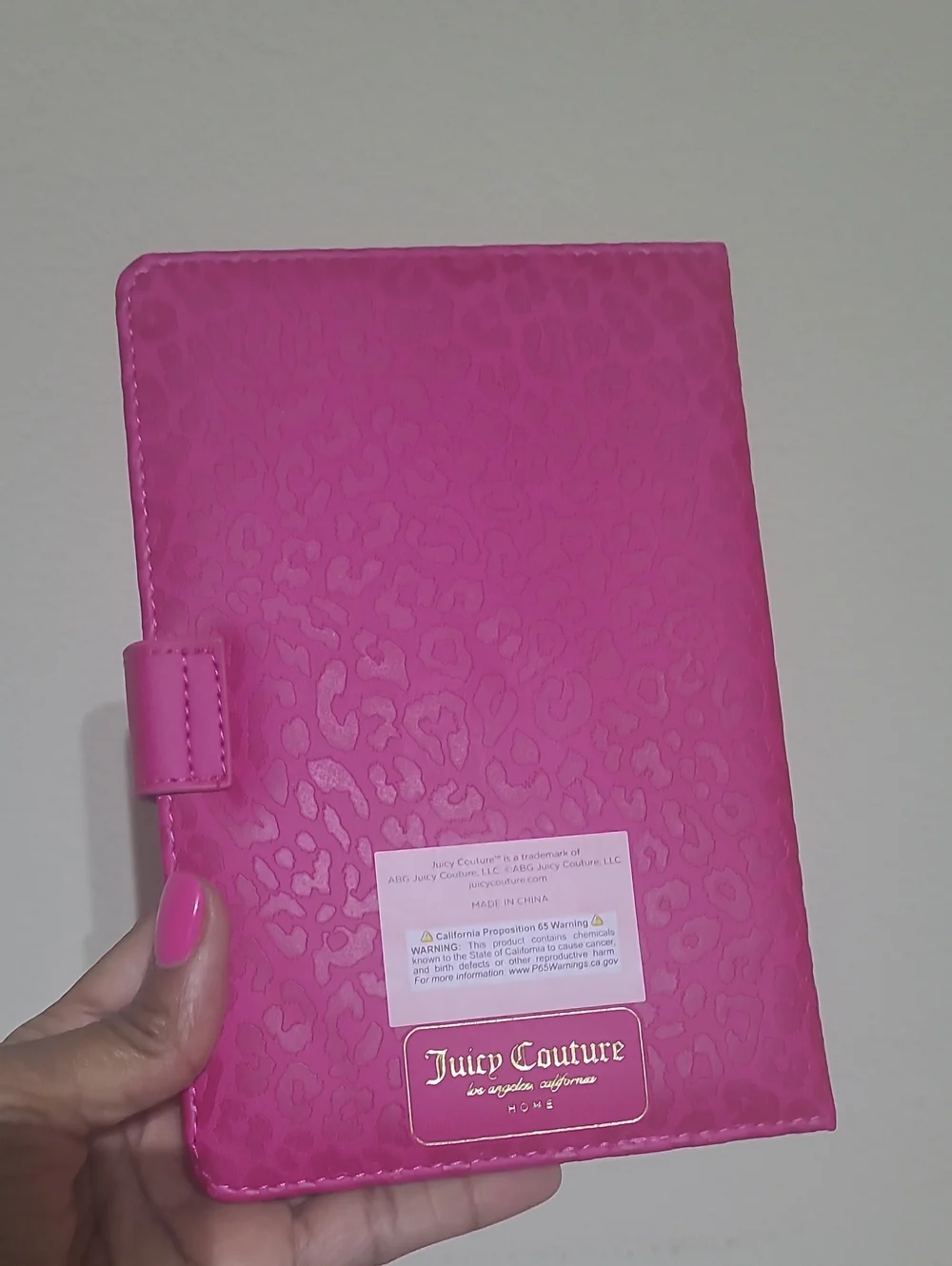 Juicy Couture Hot Pink Leopard-Embossed Journal with Gold Logo